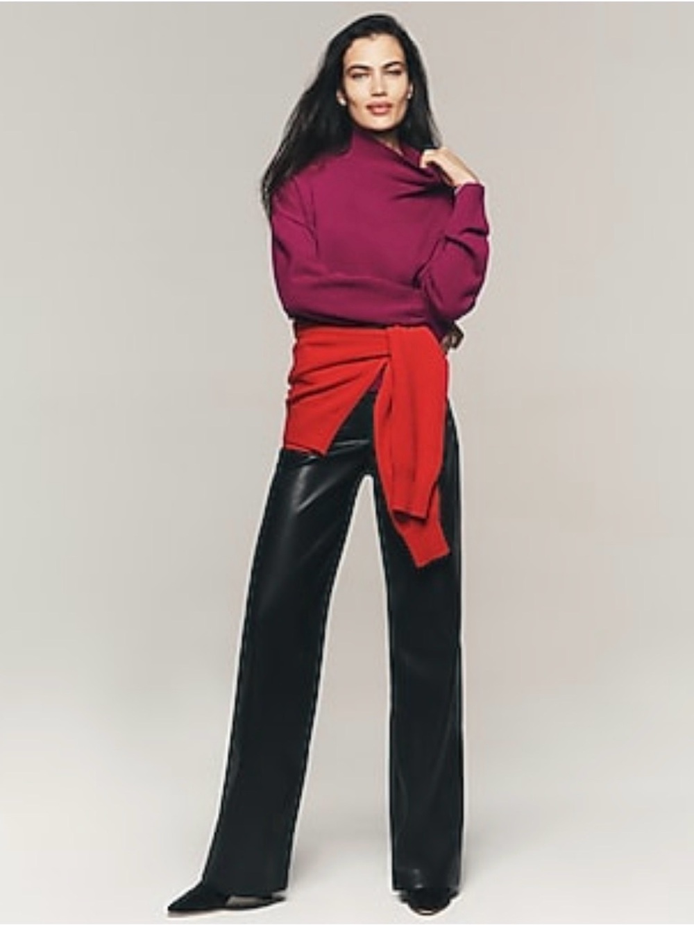 Express High Waisted Faux Leather Wide Leg Pant